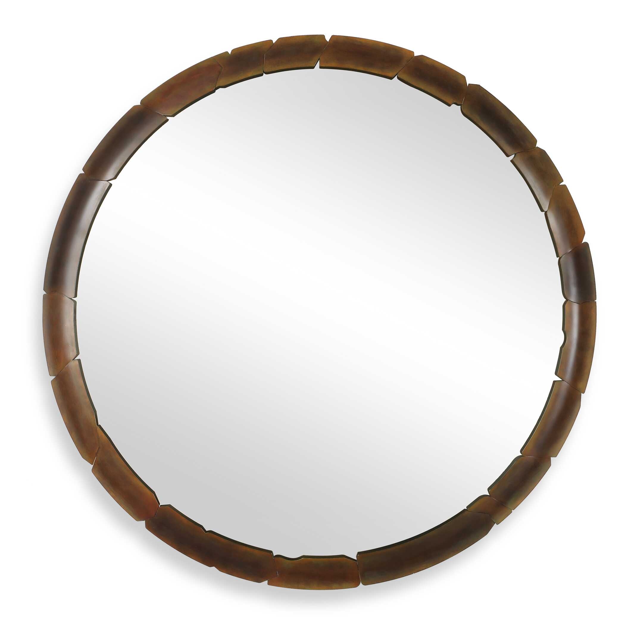 Auger Amber Glass Round Mirror