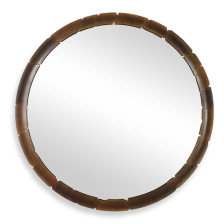 Auger Amber Glass Round Mirror