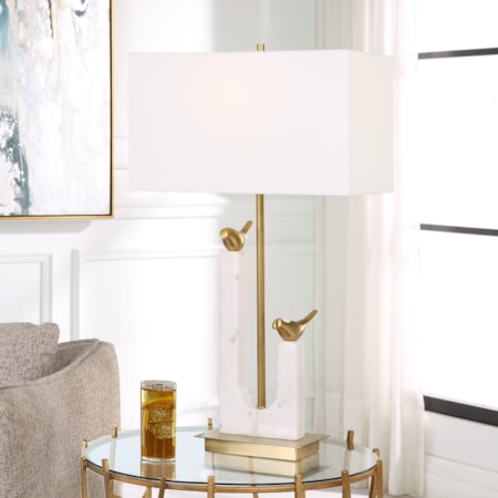 Table Lamp with Brass Plated Iron Base