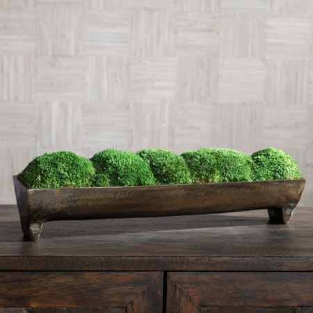 Moss Centerpiece with Aluminum Footed Tray