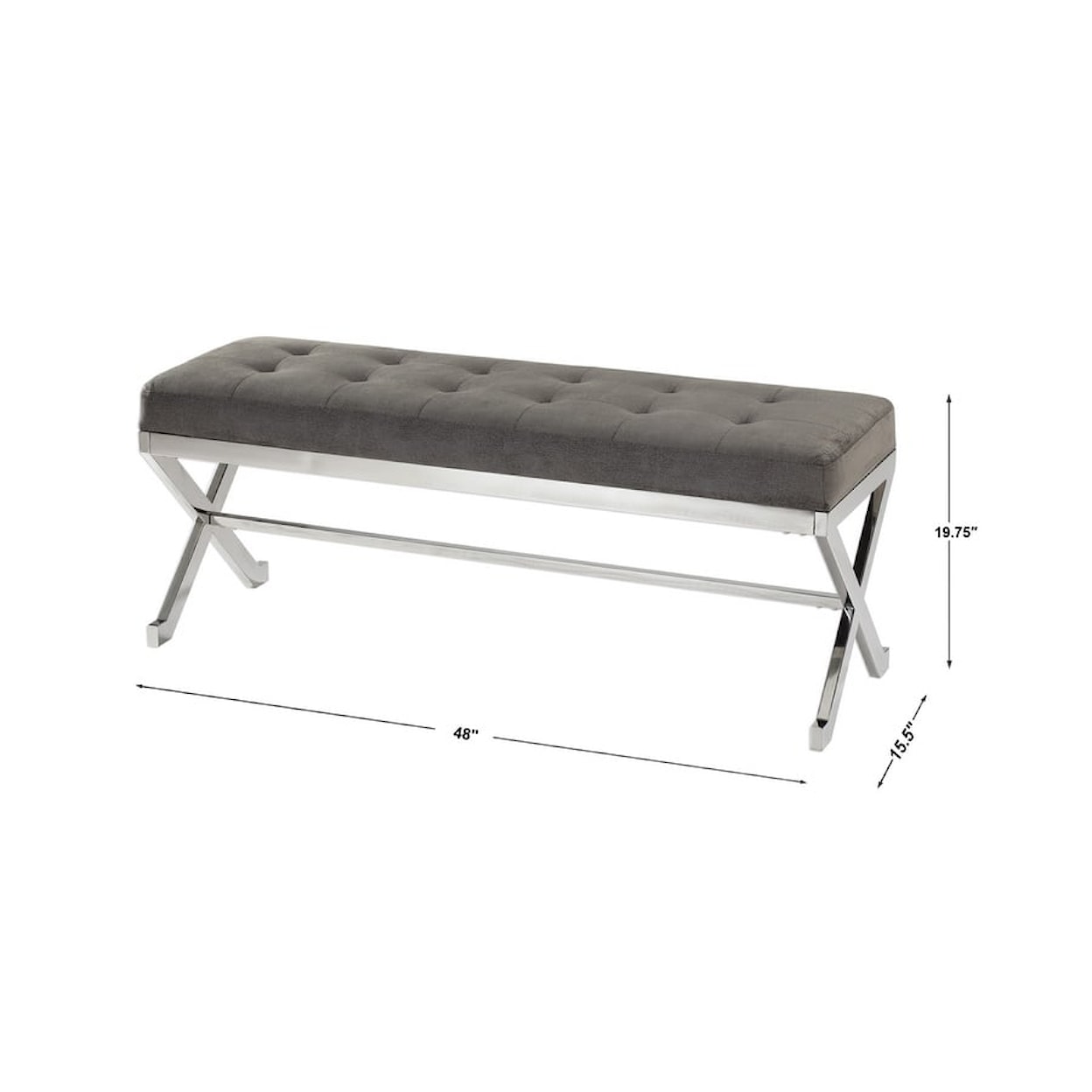 Uttermost Accent Furniture - Benches Bijou Gray Fabric Bench