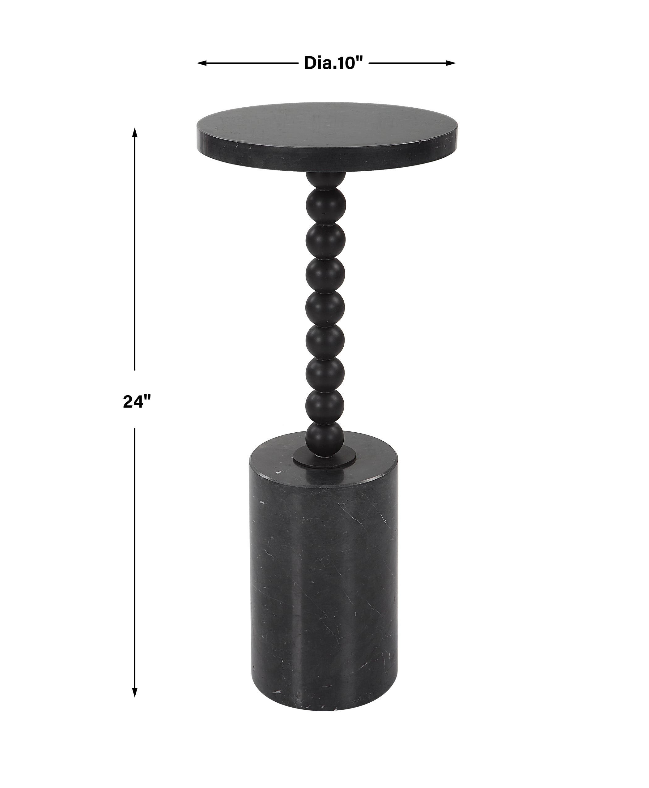 Bead Black Marble Drink Table