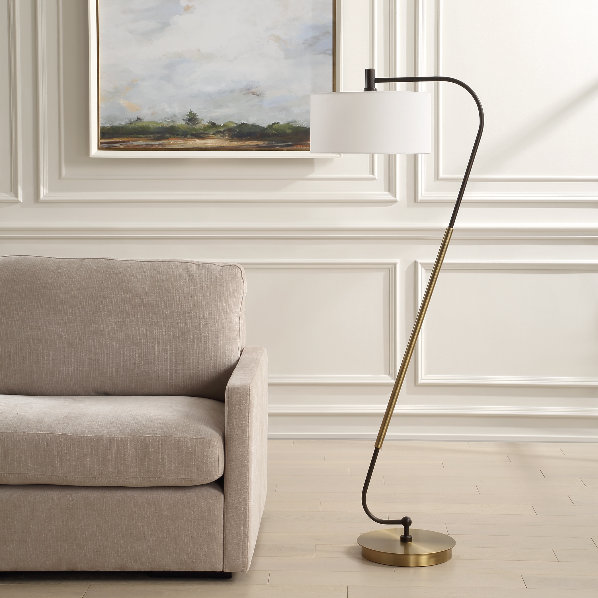 Irwin Curved Brass Floor Lamp