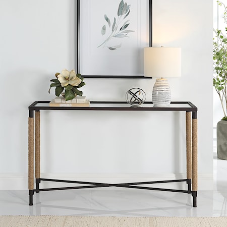 Console Table with Glass Top