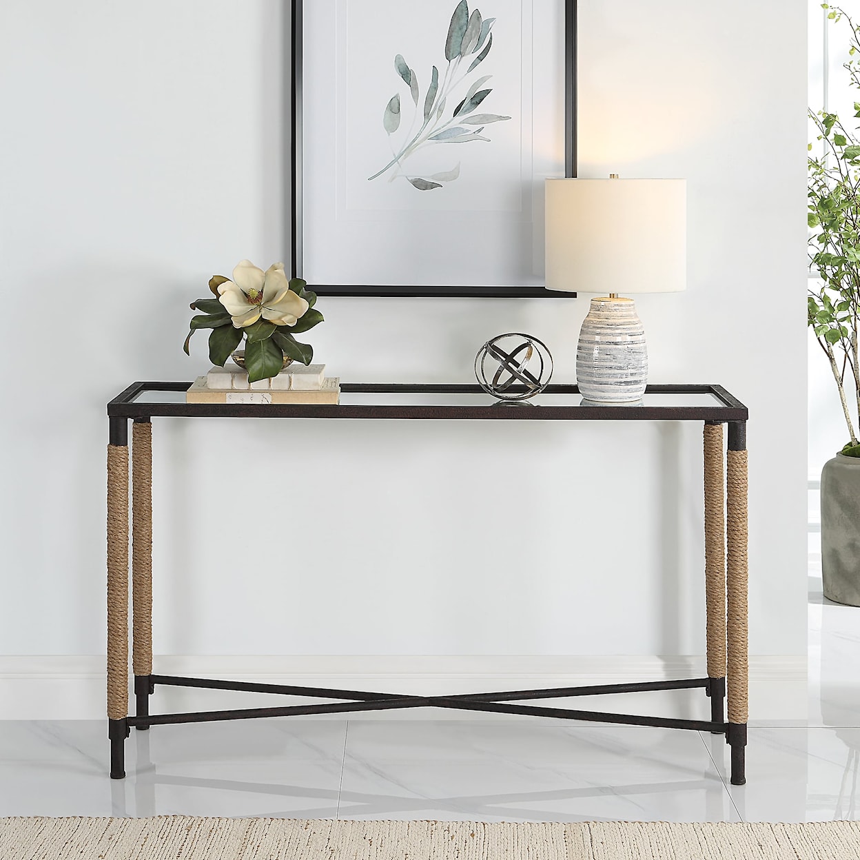 Uttermost Braddock Console Table with Glass Top