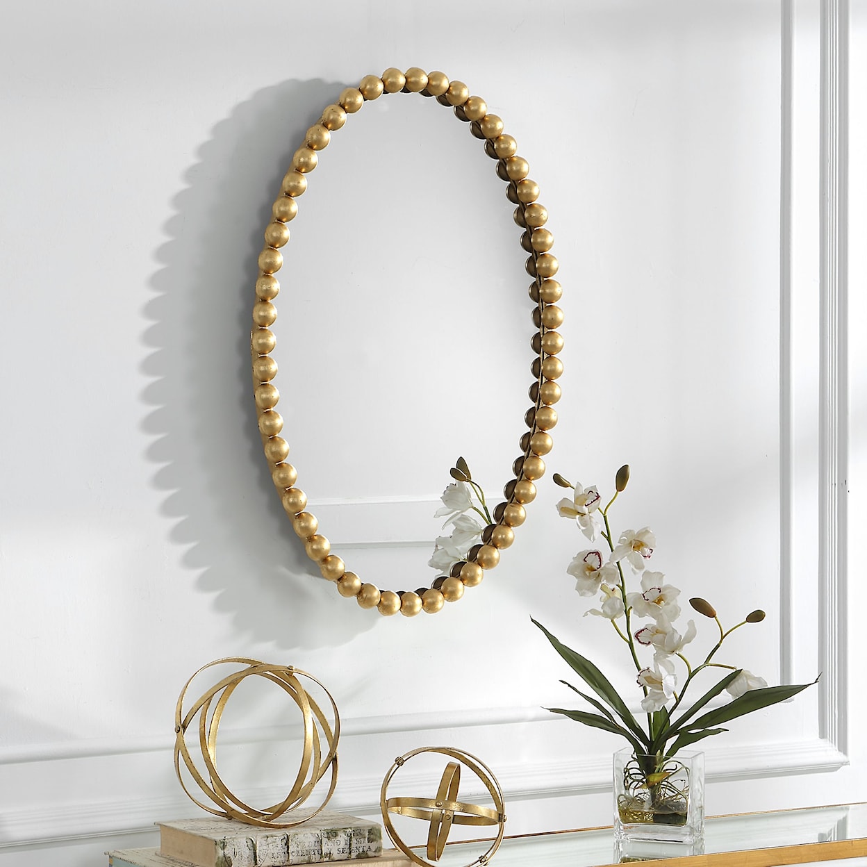 Uttermost Serna Oval Wall Mirror with Gold Mirror Trim