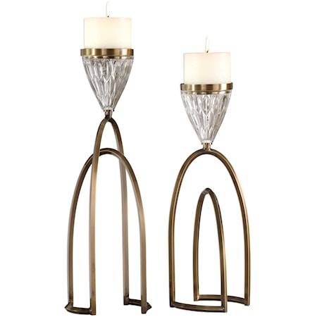 Carma Bronze And Crystal Candleholders