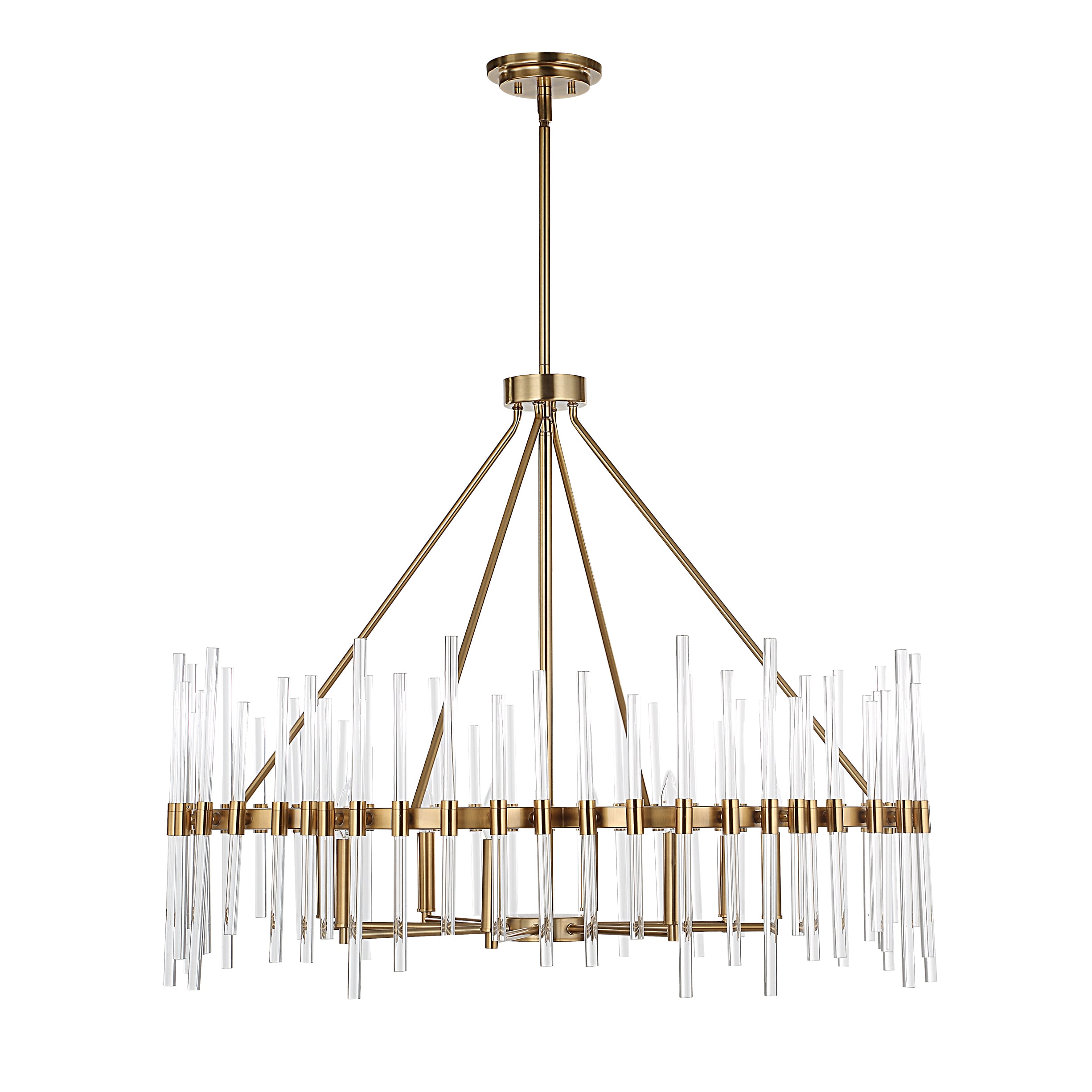 Uttermost Crystal Crystal Stick 8 Light Brass Chandelier