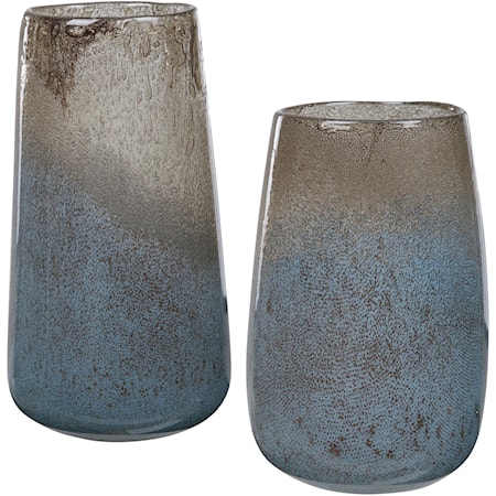 Ione Seeded Glass Vases, S/2
