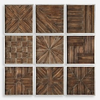 Bryndle Rustic Wooden Squares Set of 9