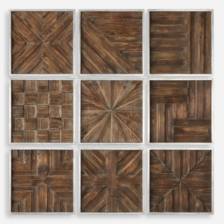 Bryndle Rustic Wooden Squares Set of 9