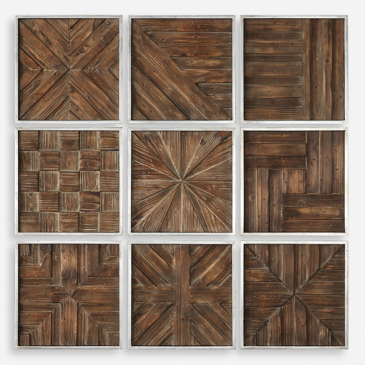 Uttermost Art Bryndle Rustic Wooden Squares Set of 9