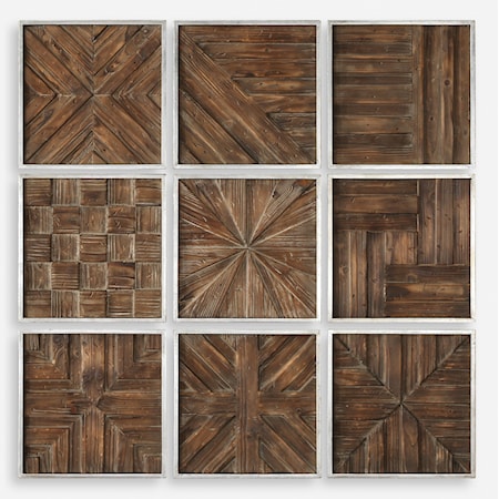 Bryndle Rustic Wooden Squares Set of 9