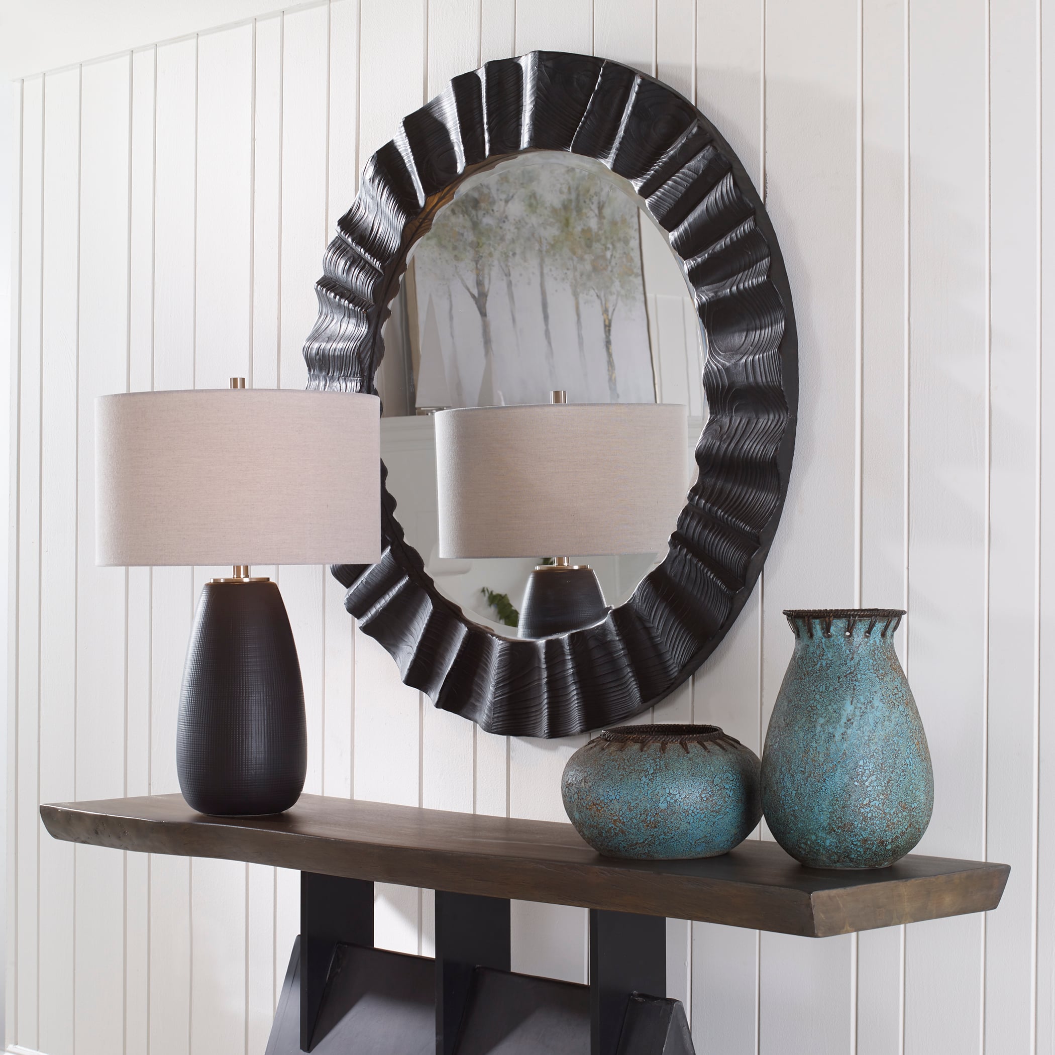 Uttermost Caribou Caribou Dark Espresso Round Mirror