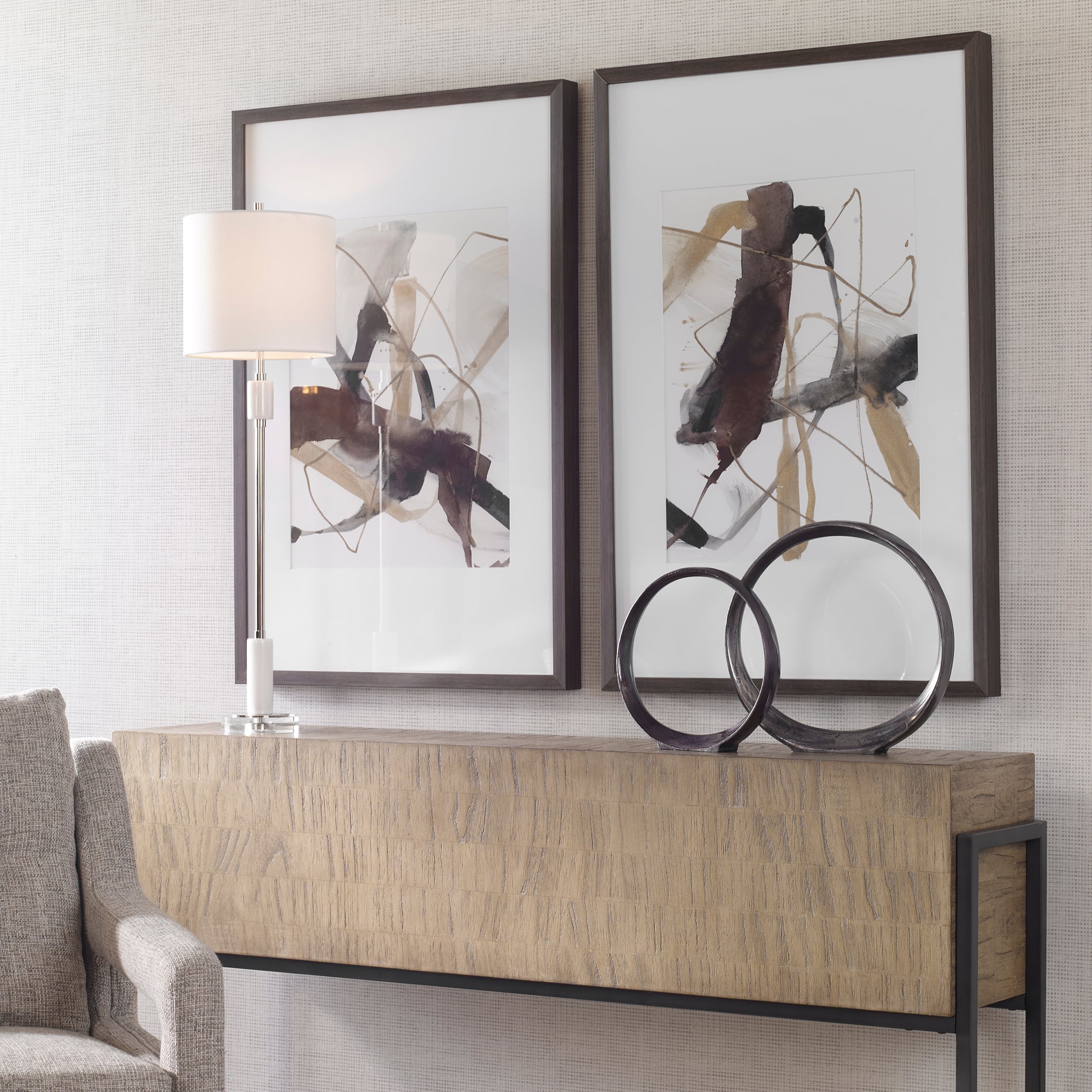 Burgundy Interjection Abstract Prints Set/2