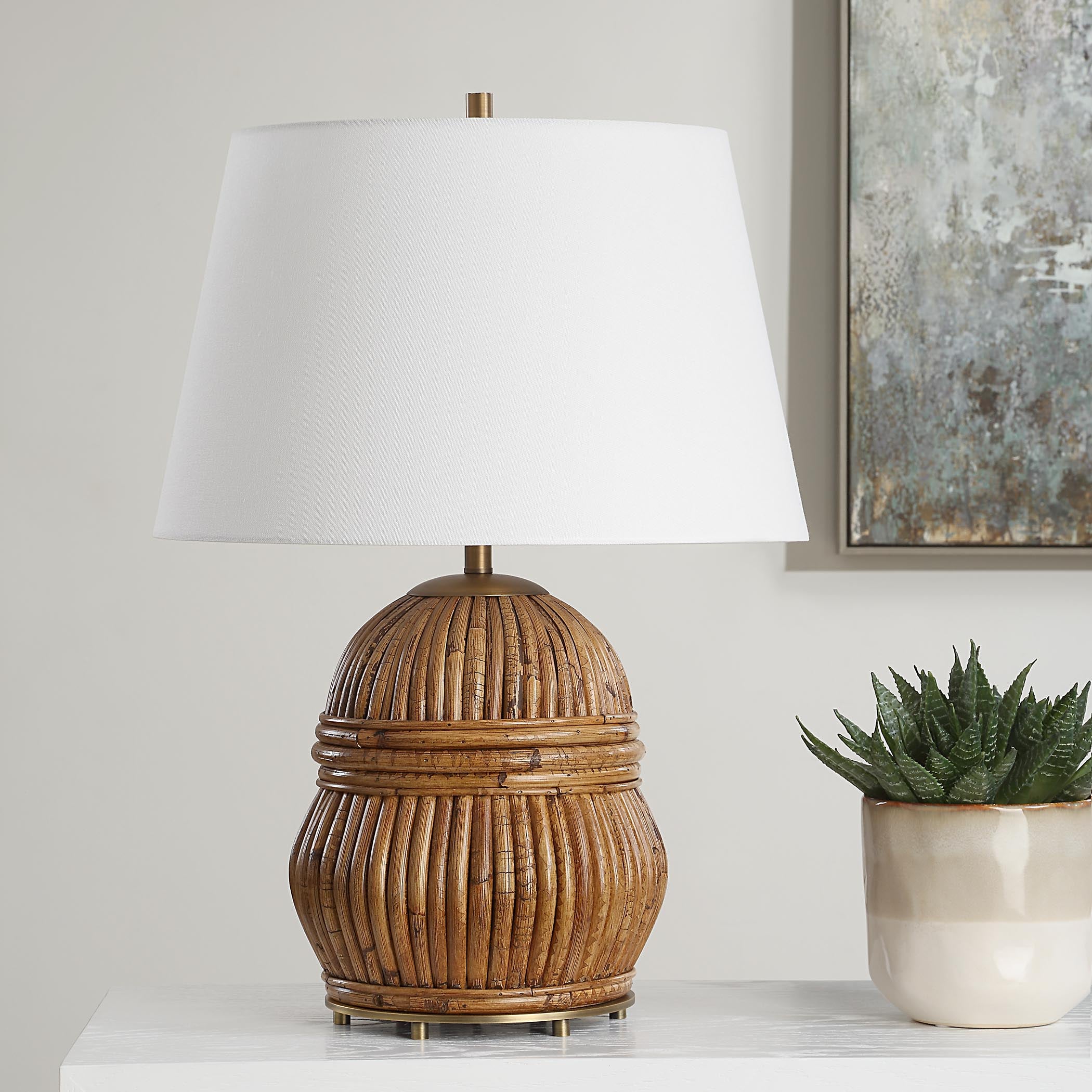 Reed Honey Rattan Table Lamp