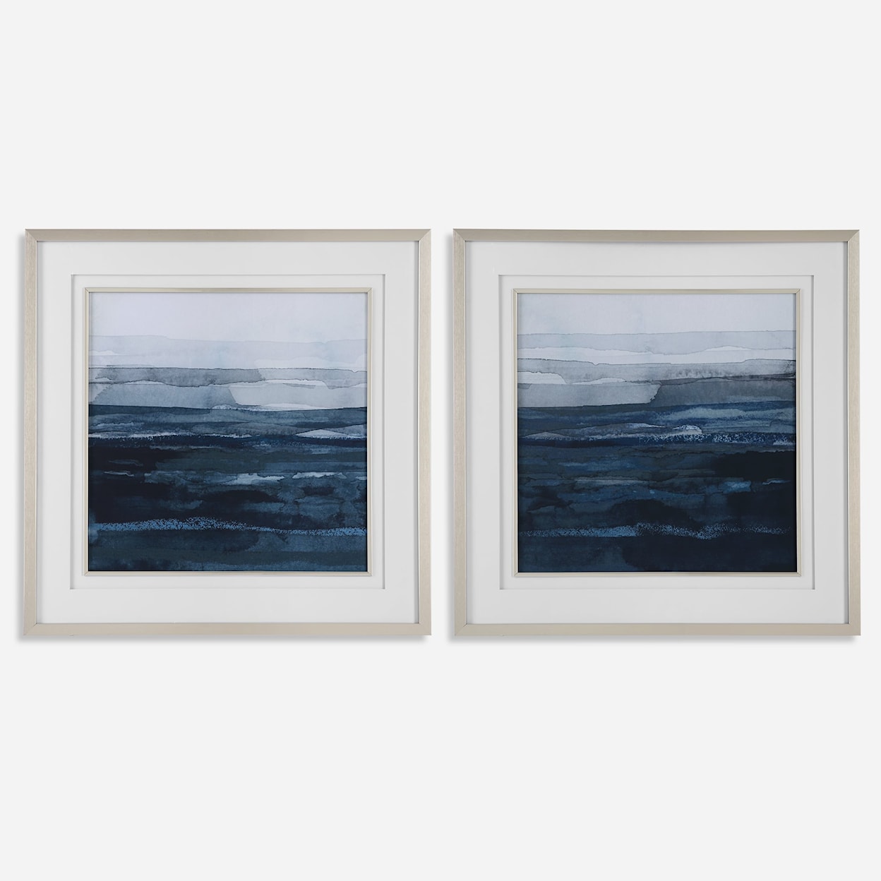 Uttermost Rising Blue Rising Blue Abstract Framed Prints Set/2