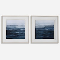 Rising Blue Abstract Framed Prints, Set/2