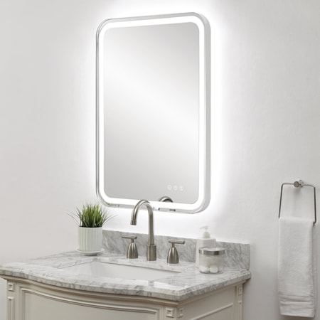 Crofton Lighted Nickel Vanity Mirror