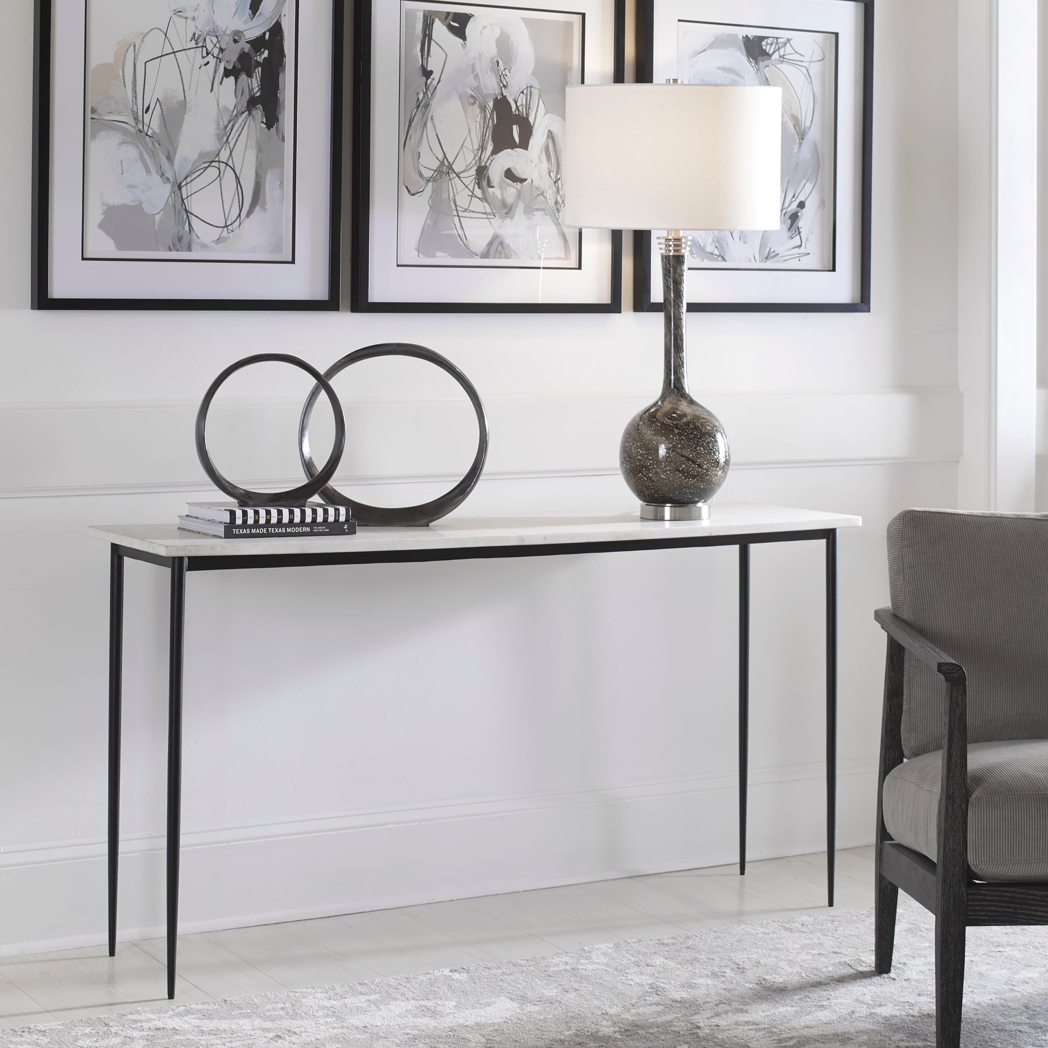 Nightfall White Marble Console Table