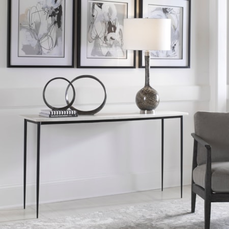 Nightfall White Marble Console Table