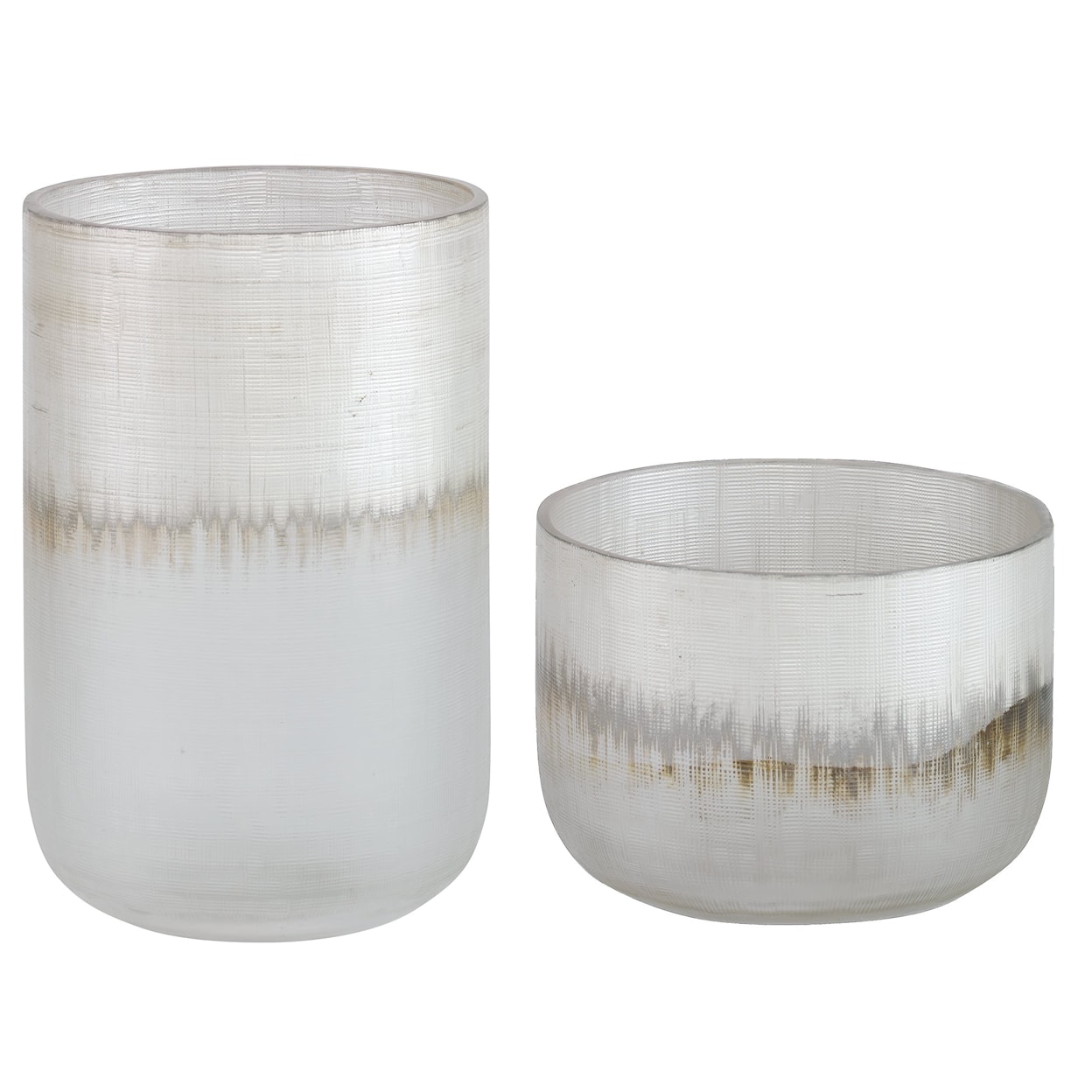Uttermost Frost Set of 2  Sliver Drip Glass Vases