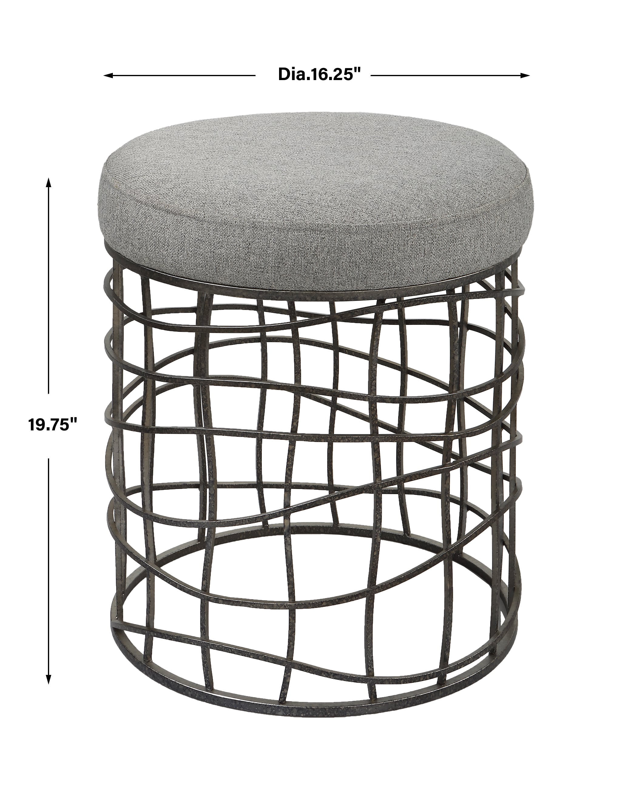 Round Accent Stool with Upholstered Seat
