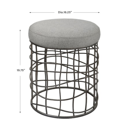 Round Accent Stool with Upholstered Seat