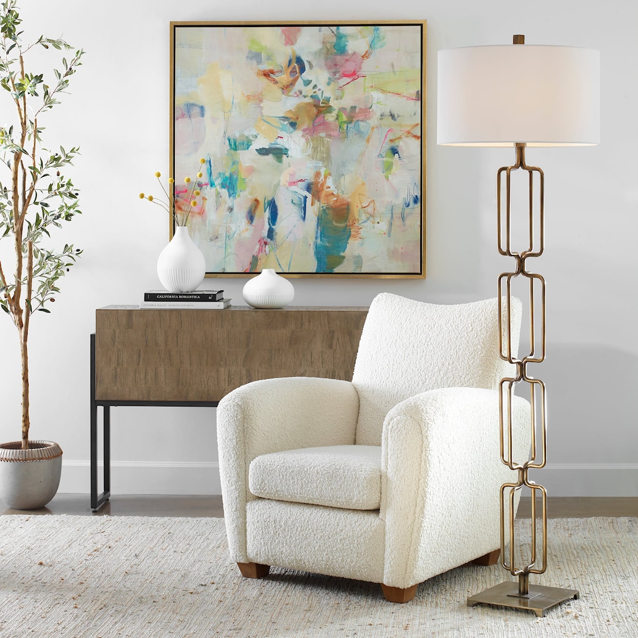 Uttermost Link Link Brushed Gold Floor Lamp