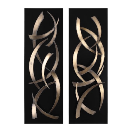 Brushstrokes Metal Wall Art, S/2