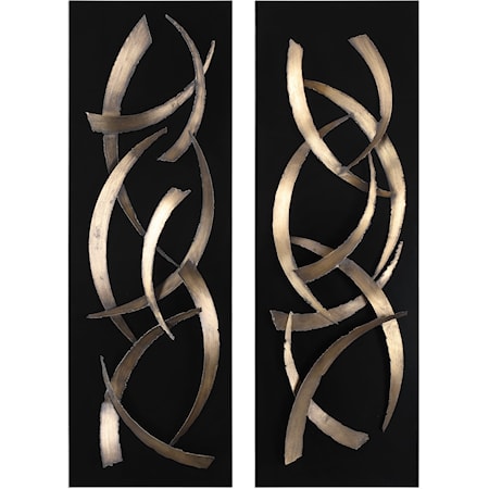 Brushstrokes Metal Wall Art, S/2