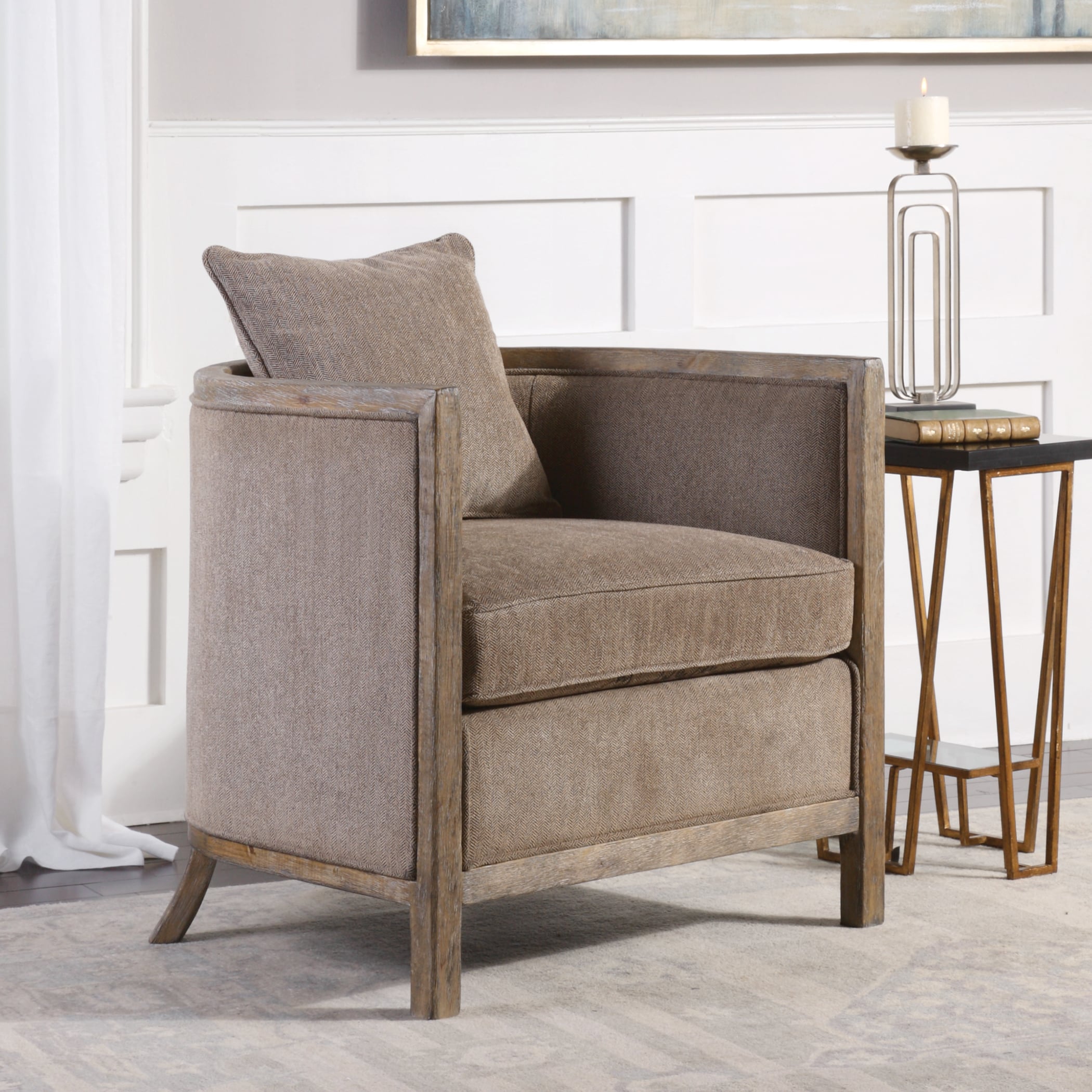 Uttermost Accent Furniture - Accent Chairs Viaggio Gray Chenille Accent Chair