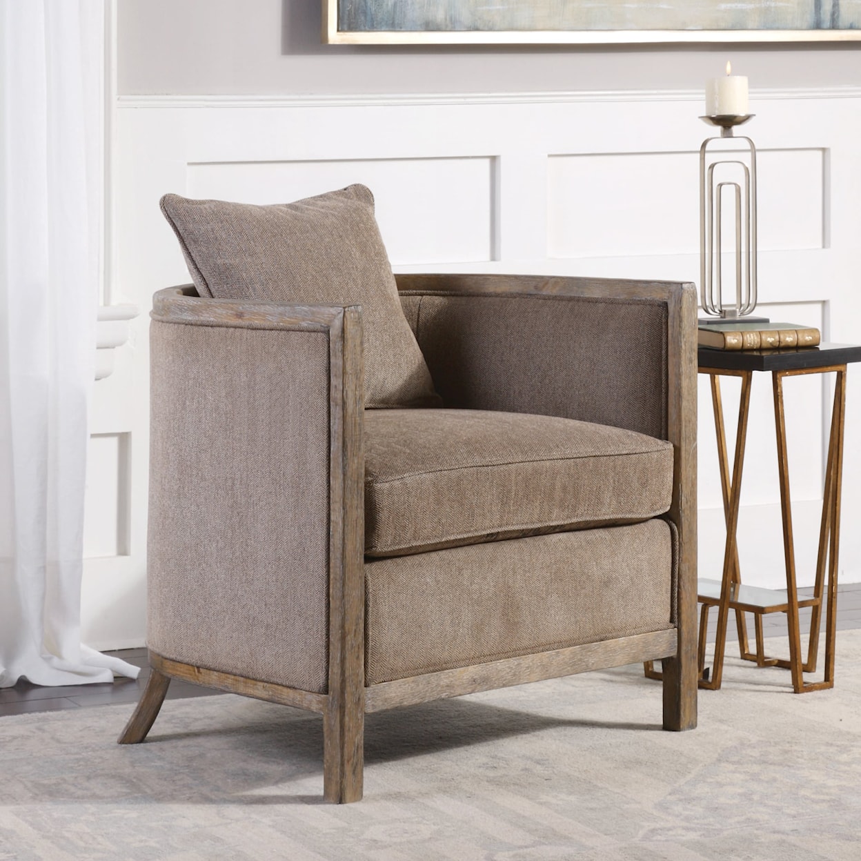 Uttermost Accent Furniture - Accent Chairs Viaggio Gray Chenille Accent Chair