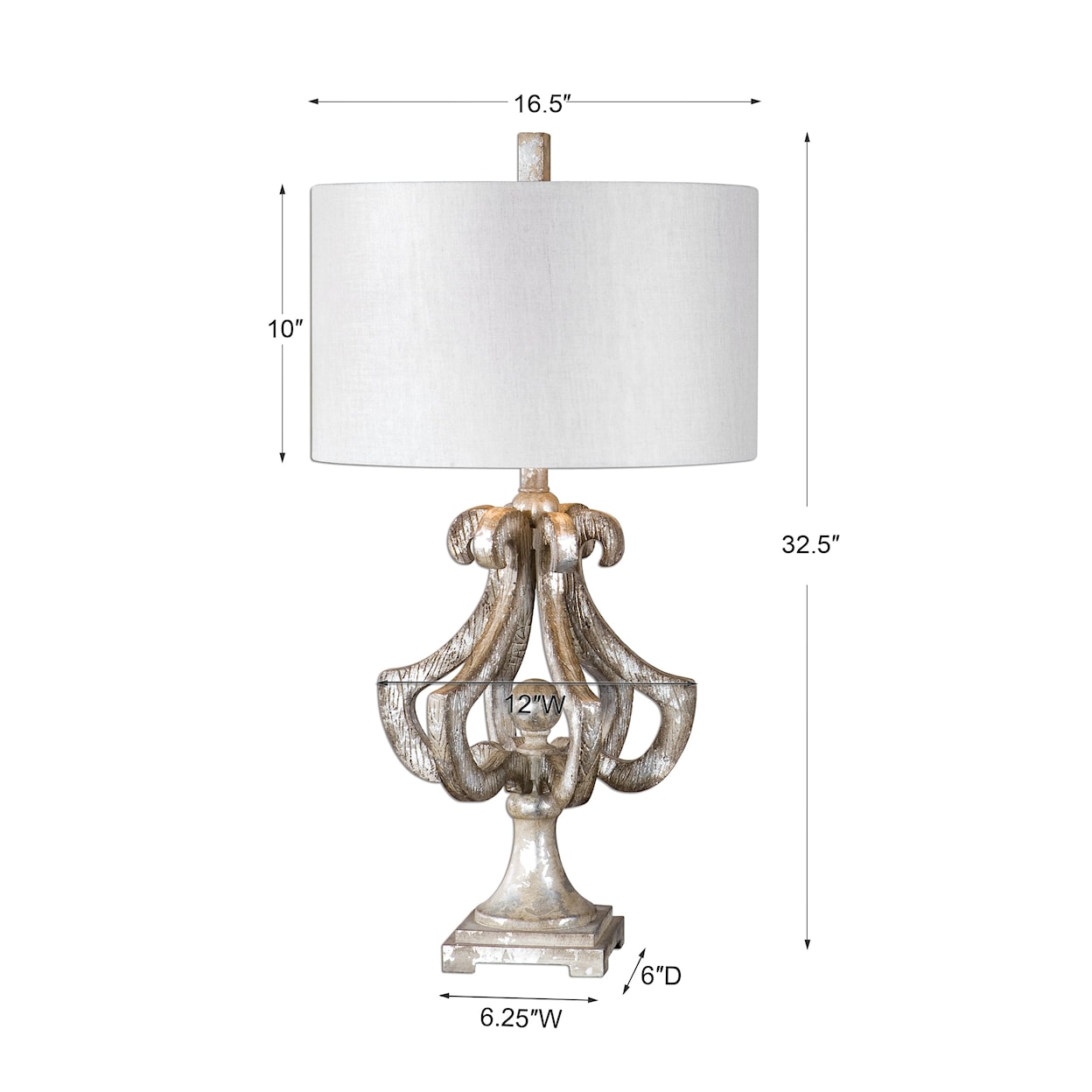 Uttermost Table Lamps Vinadio Distressed Silver Table Lamp