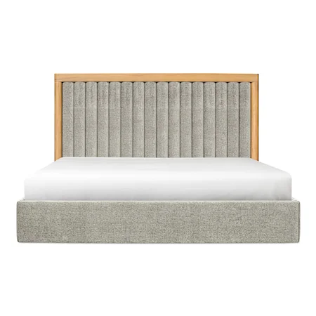 Contemporary Upholstered King Panel Bed with Channel Tufting