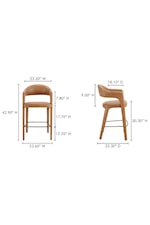 Moe's Home Collection Martens Mid-Century Modern Upholstered Bar Stool