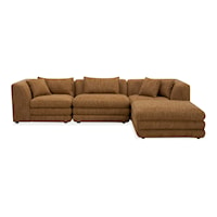 Contemporary 4-Piece Sectional Sofa with Square Ottoman