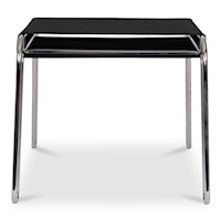 Contemporary Leather Stool with Stainless-Steel Frame
