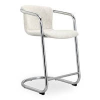 Contemporary Upholstered Counter Stool with Chrome Framing