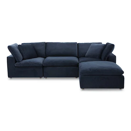 Casual Blue Sectional Sofa with Stain Resistant Fabric