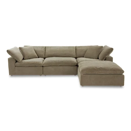 Casual Tan Sectional Sofa with Stain Resistant Fabric