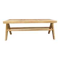 Mid-Century Modern Natural Solid Elm Bench