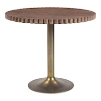 Contemporary Cafe Table with Antique Brass-Iron Base