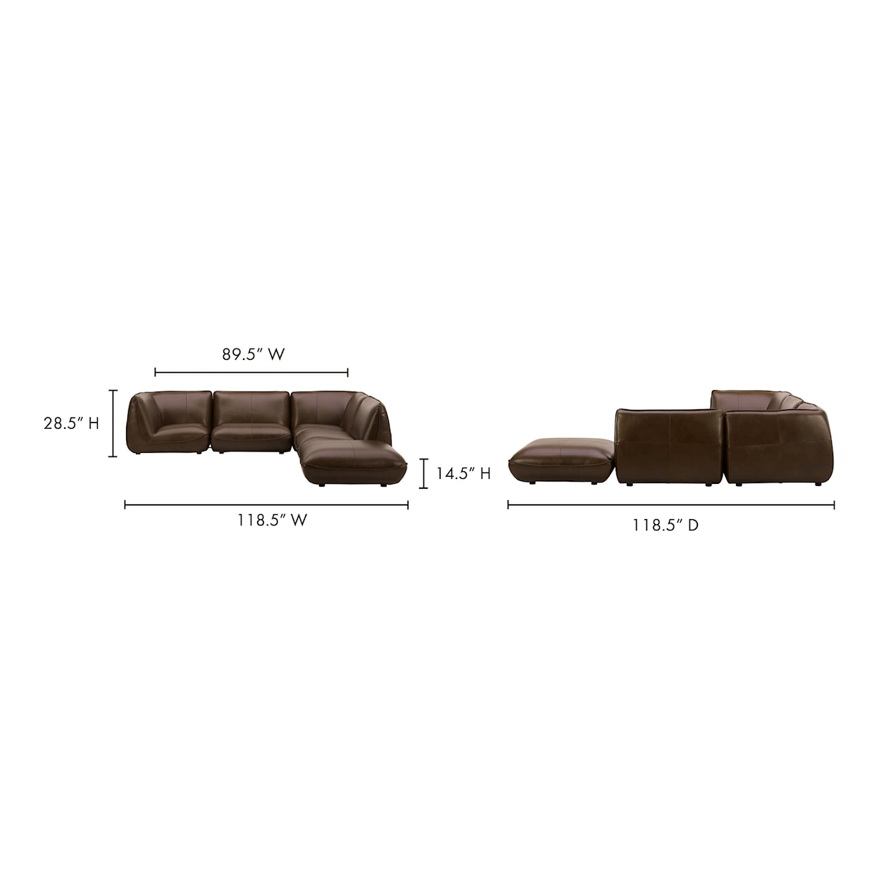 Moe's Home Collection Zeppelin Sectional Sofa