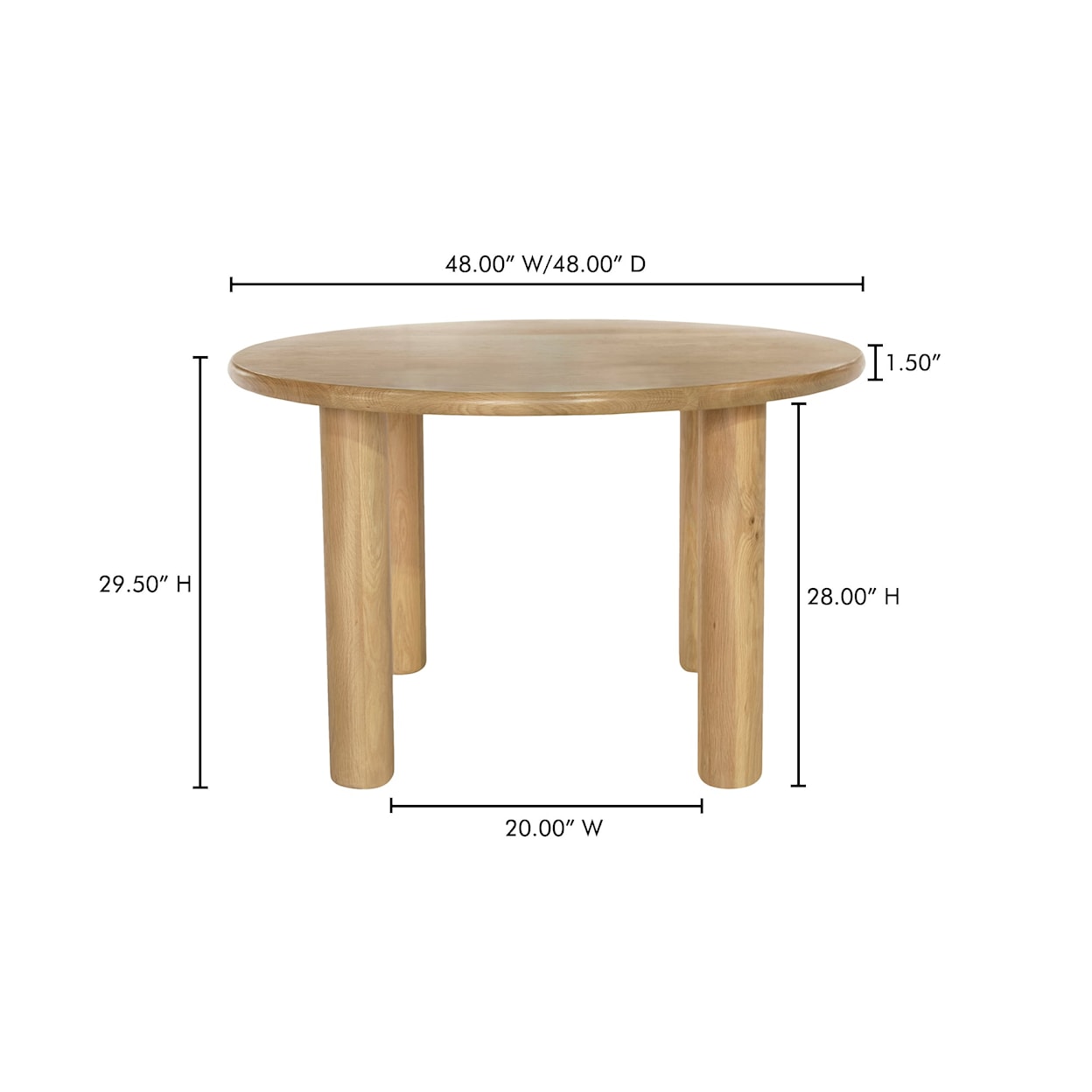 Moe's Home Collection Milo 48" Round Dining Table