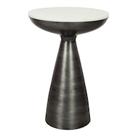 Contemporary Aluminum Side Table with White Marble Top