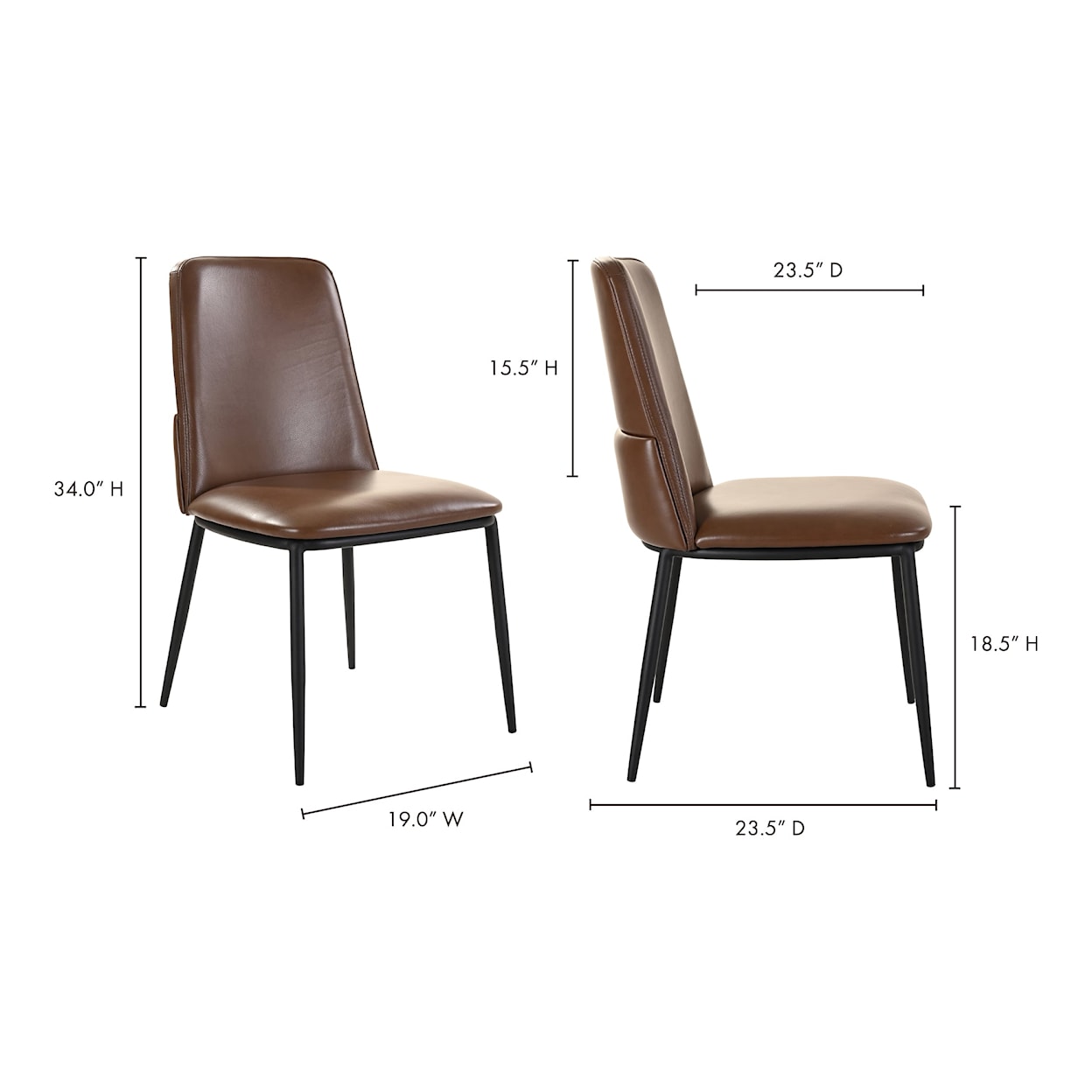 Moe's Home Collection Douglas Leather Dining Chair