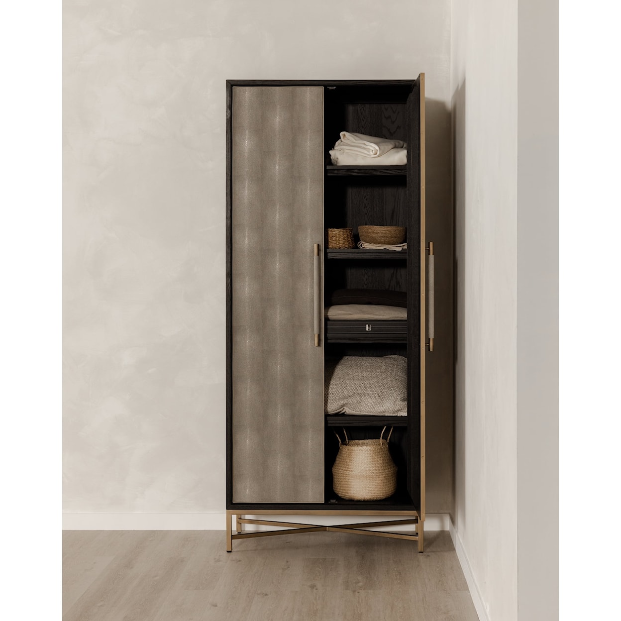Moe's Home Collection Mako Solid Oak Tall Cabinet