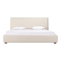Contemporary Linen-Blend Upholstered King Bed