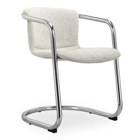 Contemporary Upholstered Dining Chair with Chrome Framing